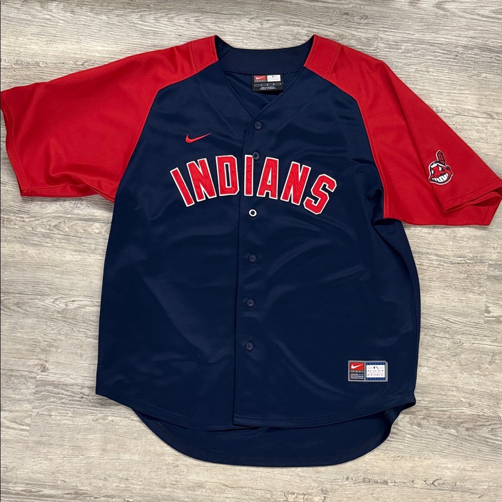 Nike Navy and Red Indians Jersey